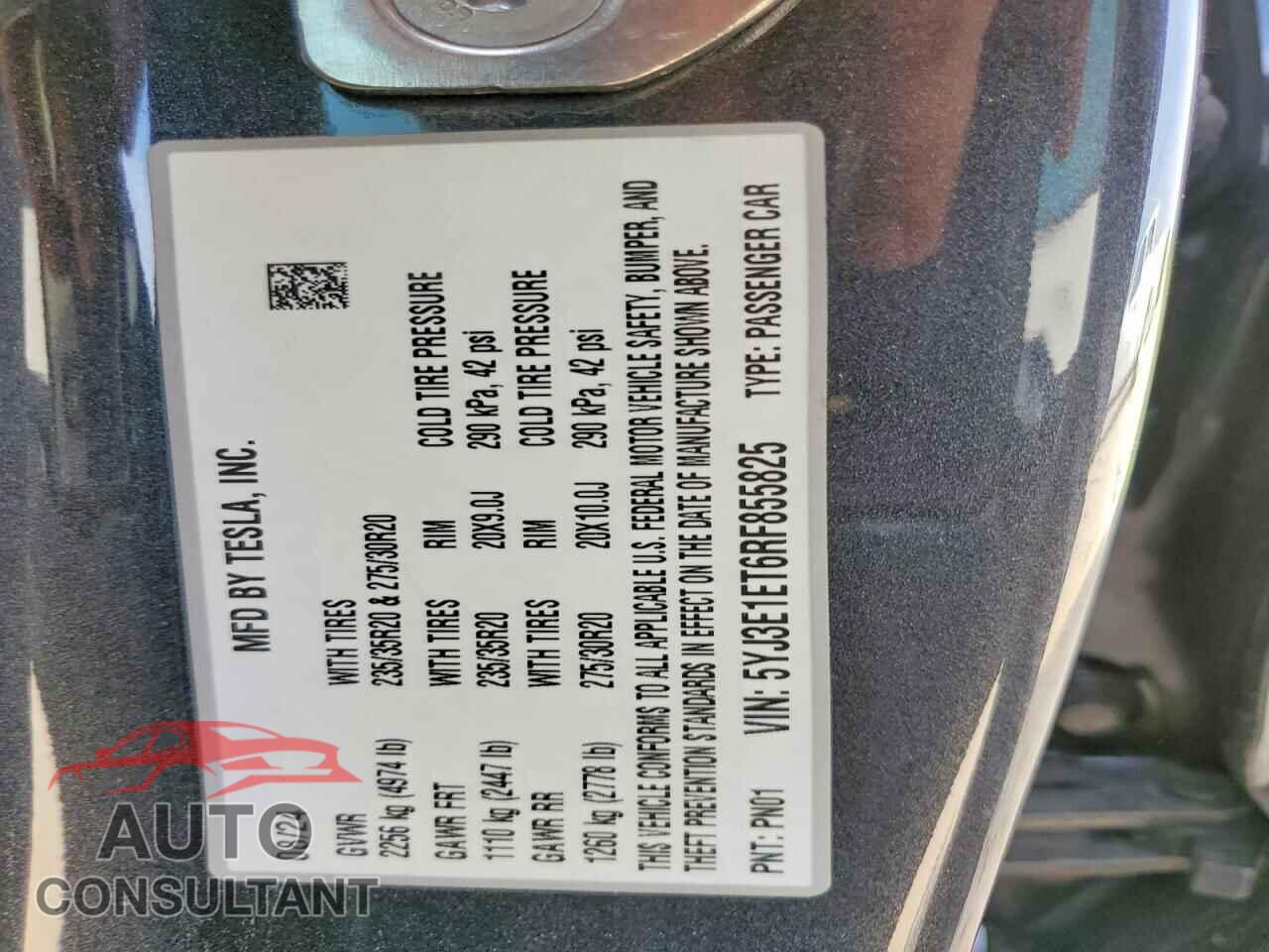 TESLA MODEL 3 2024 - 5YJ3E1ET6RF855825