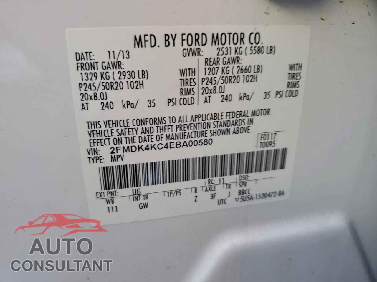 FORD EDGE 2014 - 2FMDK4KC4EBA00580