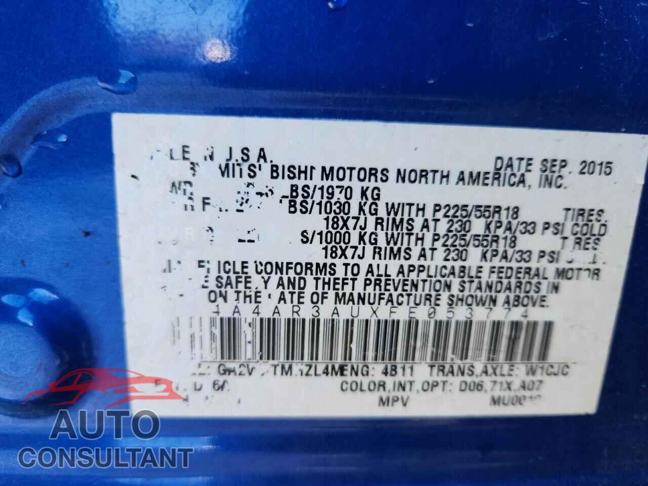 MITSUBISHI OUTLANDER 2015 - 4A4AR3AUXFE053774