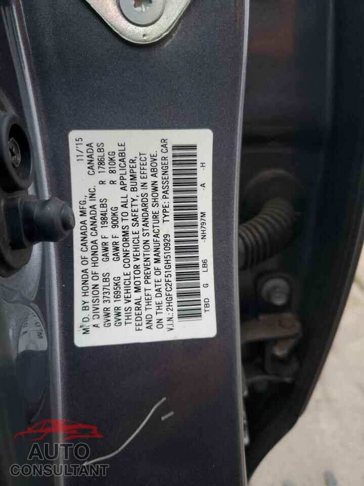 HONDA CIVIC 2016 - 2HGFC2F51GH510929