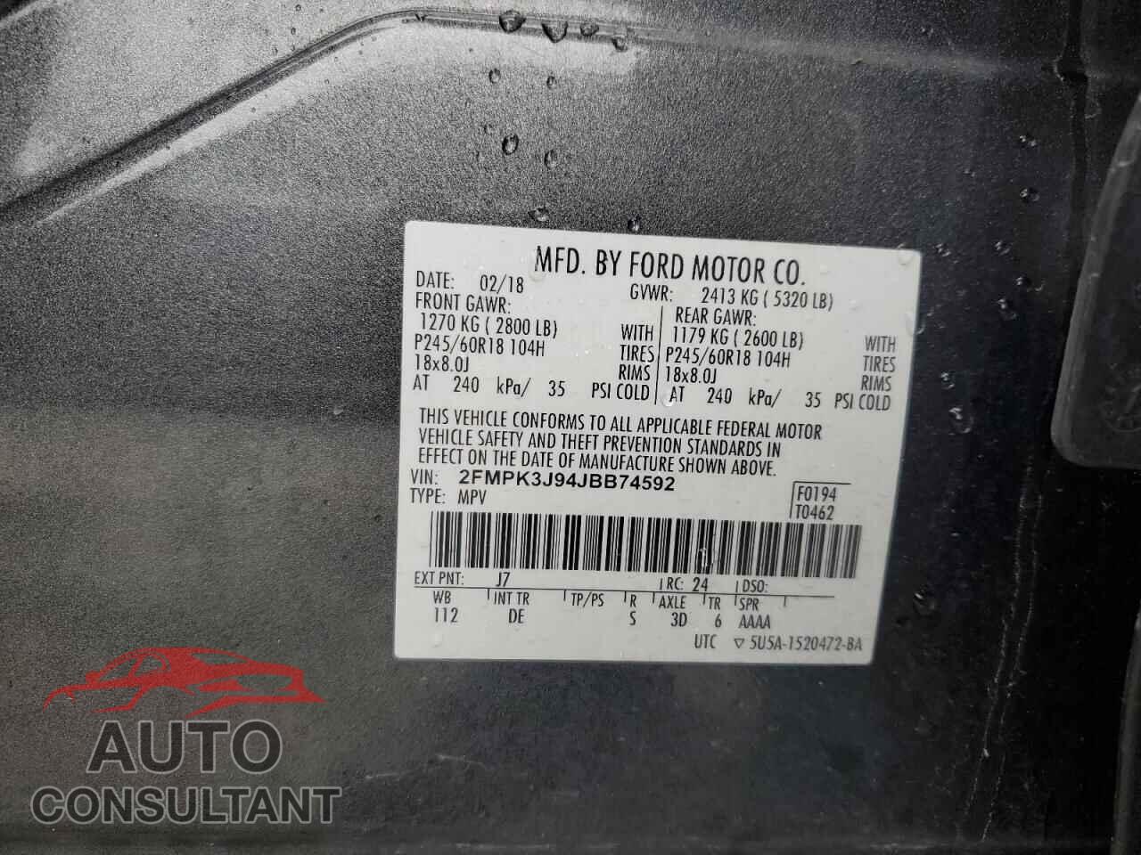 FORD EDGE 2018 - 2FMPK3J94JBB74592