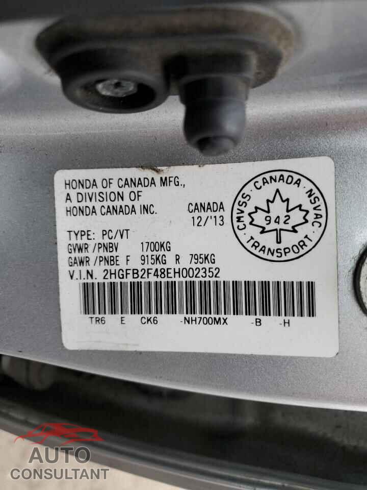 HONDA CIVIC 2014 - 2HGFB2F48EH002352