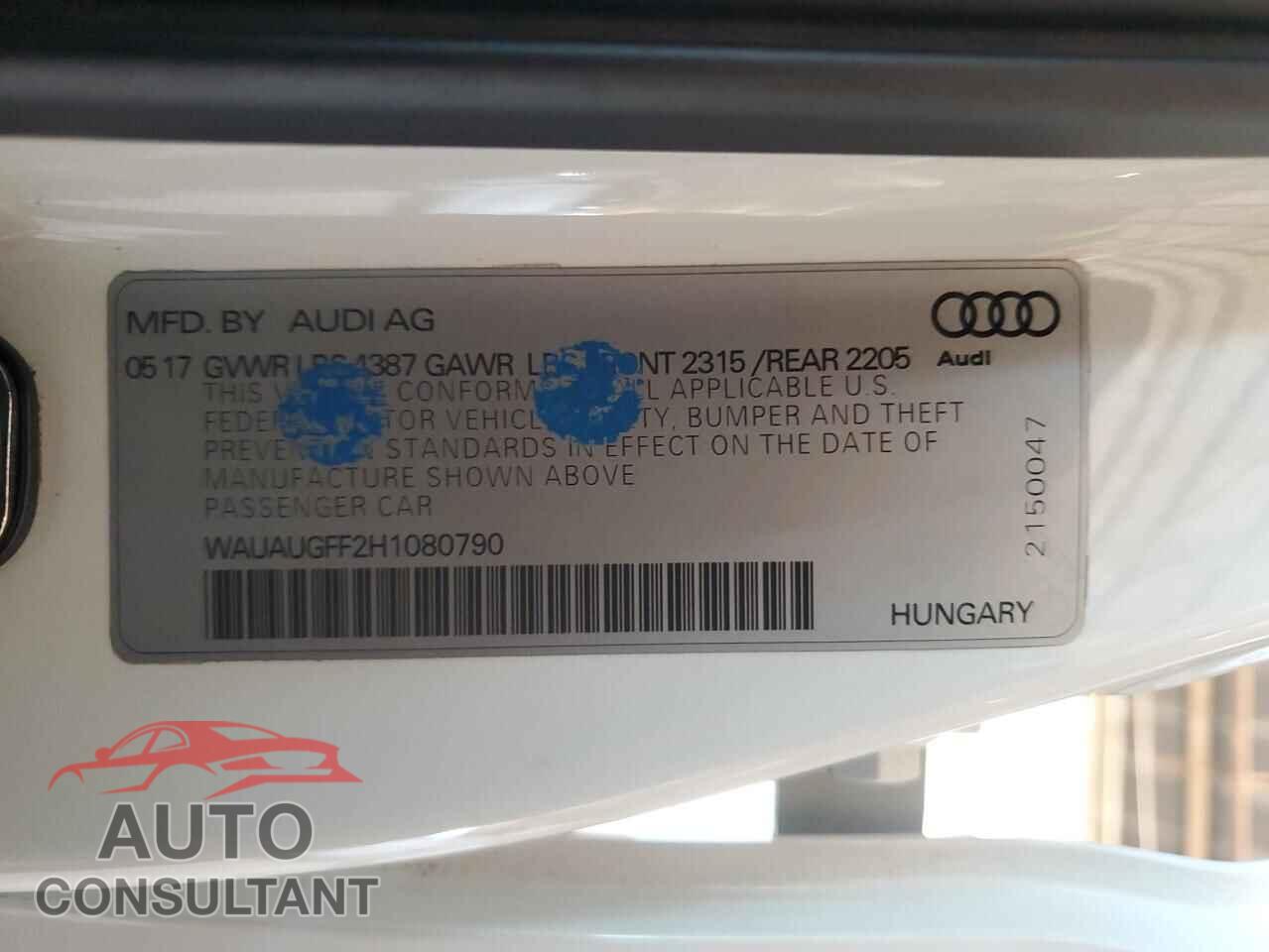 AUDI A3 2017 - WAUAUGFF2H1080790