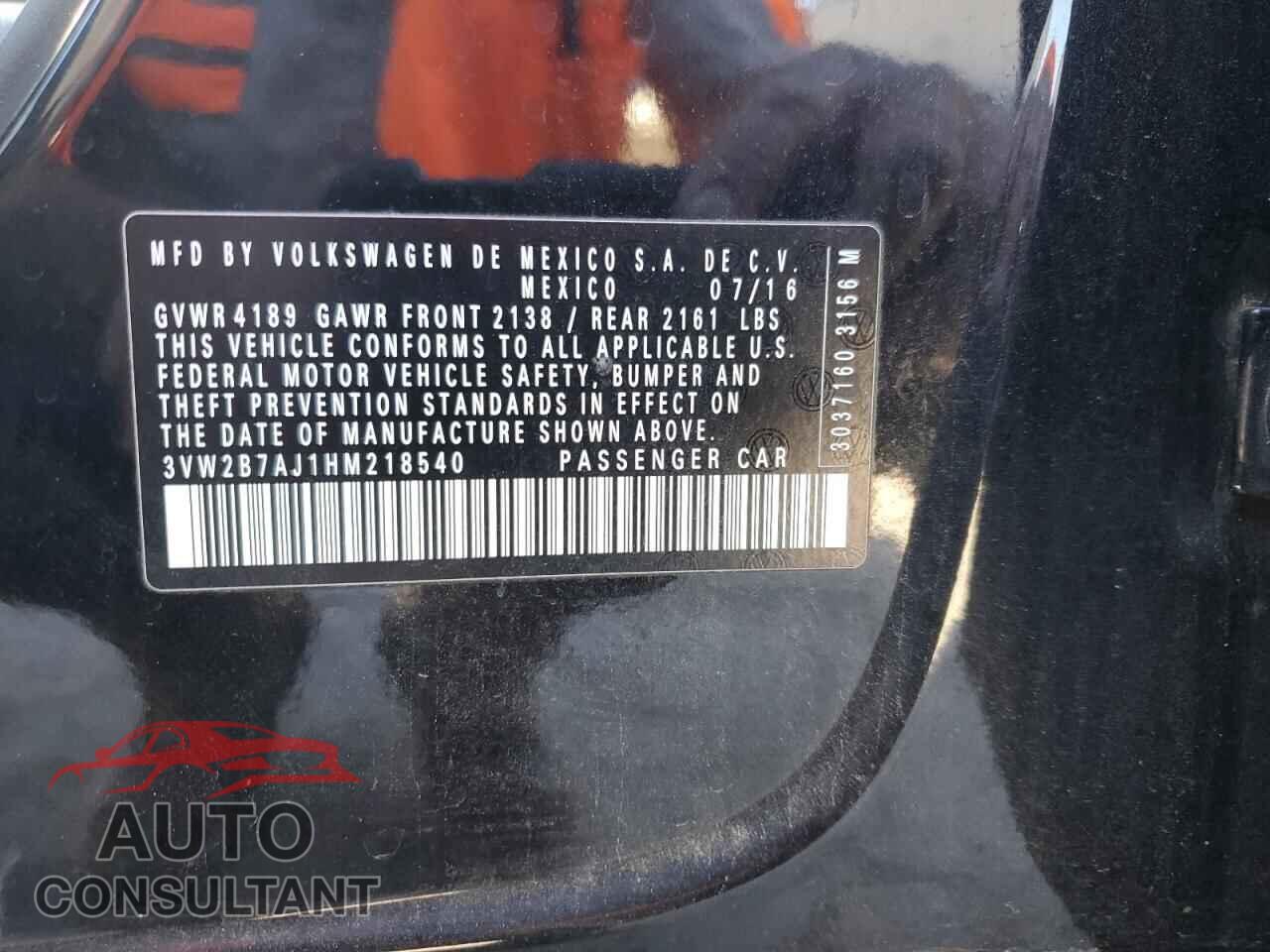 VOLKSWAGEN JETTA 2017 - 3VW2B7AJ1HM218540