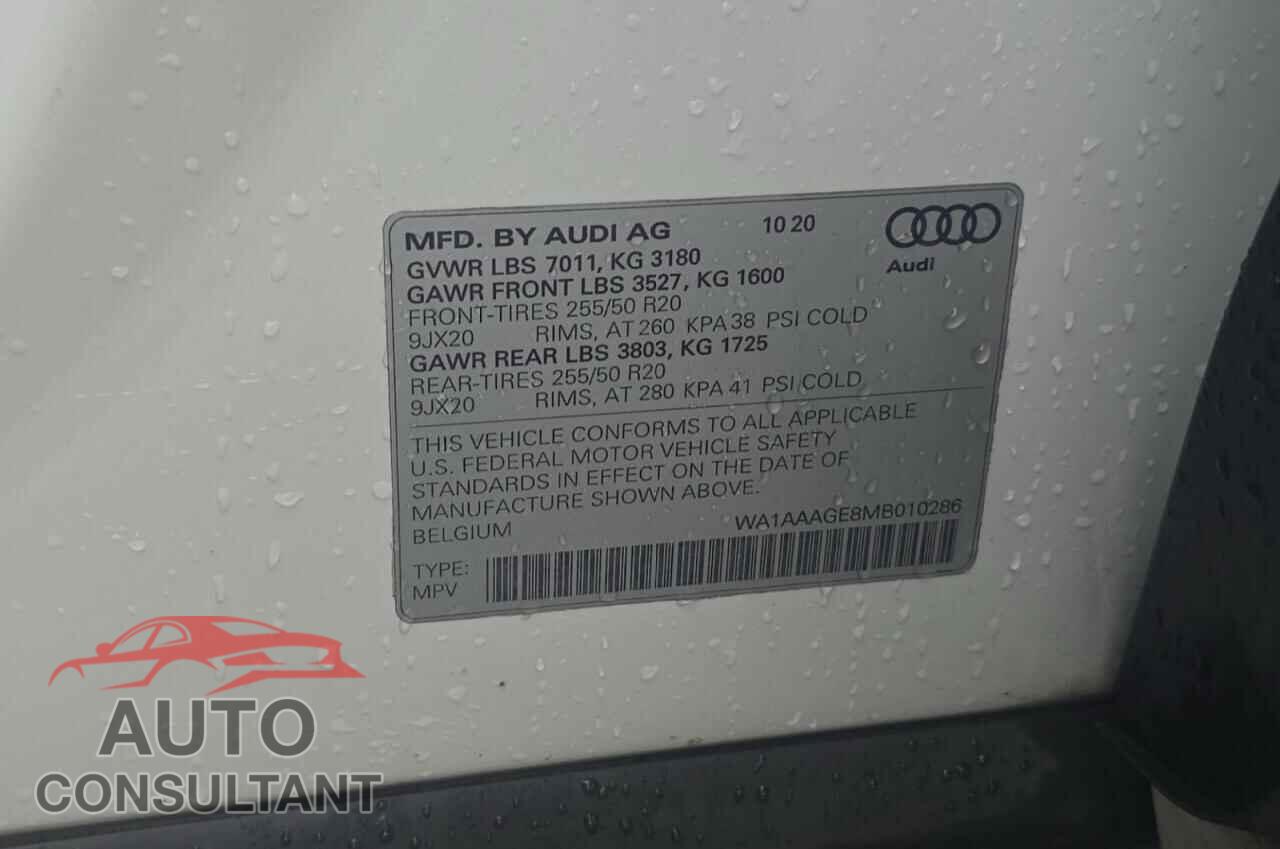 AUDI E-TRON 2021 - WA1AAAGE8MB010286