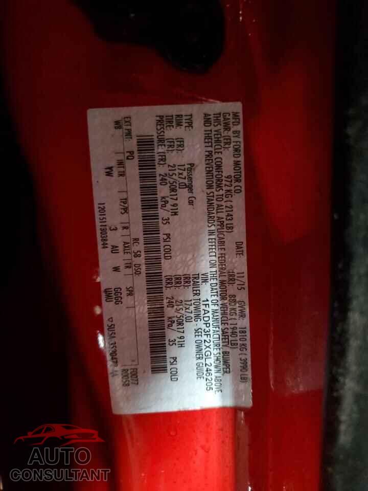 FORD FOCUS 2016 - 1FADP3F2XGL246205