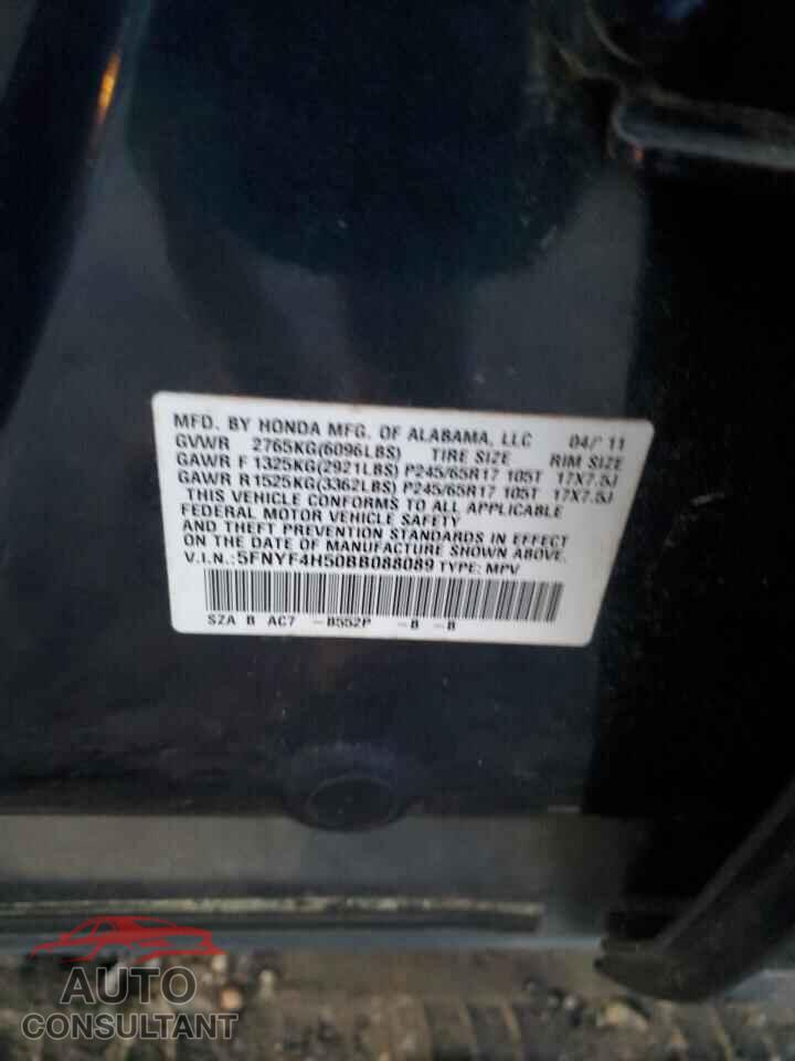 HONDA PILOT 2011 - 5FNYF4H50BB088089