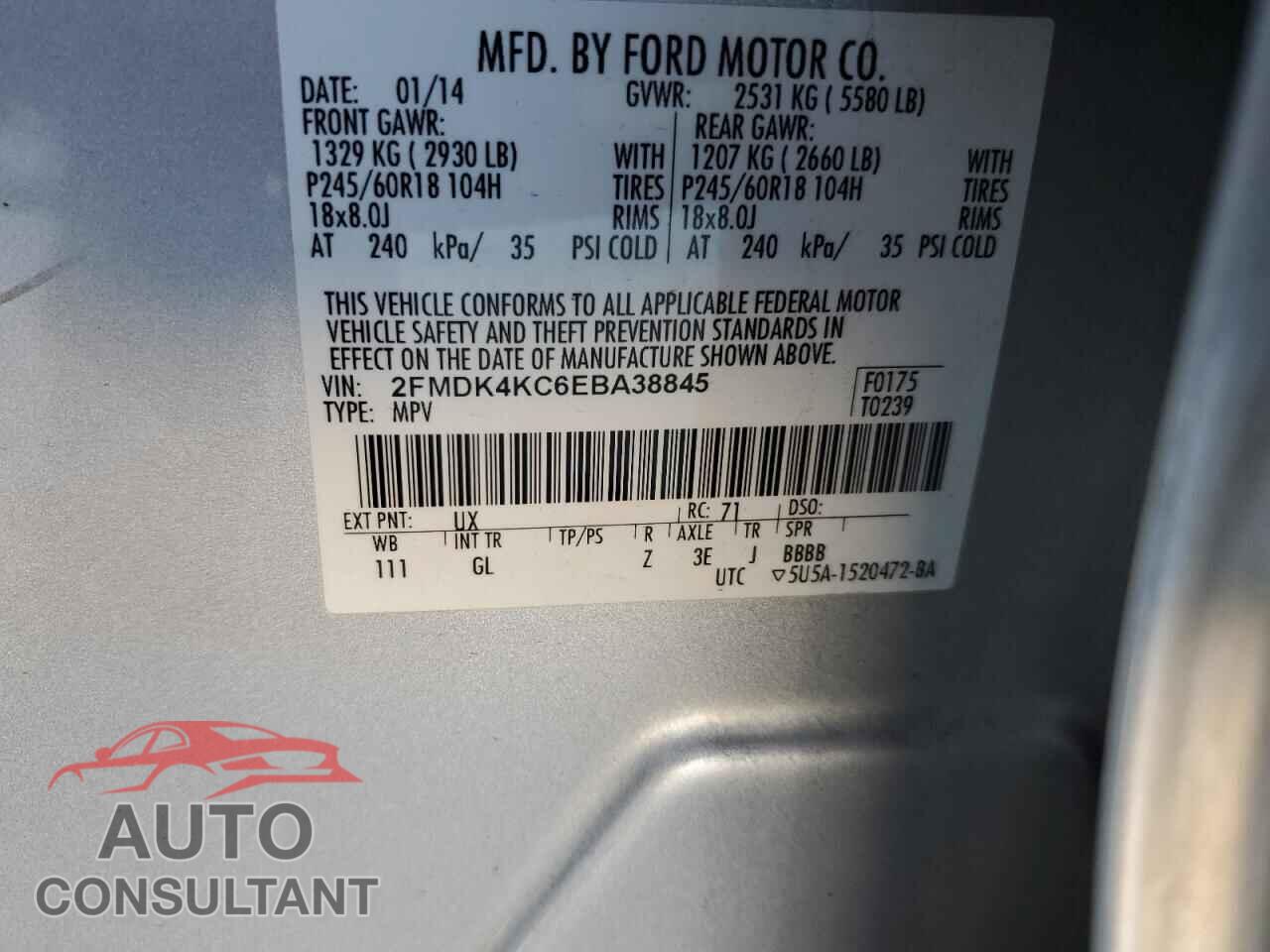 FORD EDGE 2014 - 2FMDK4KC6EBA38845