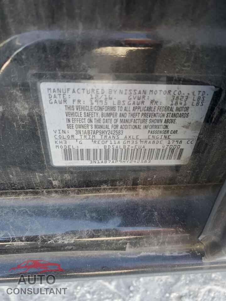 NISSAN SENTRA 2017 - 3N1AB7AP9HY242583