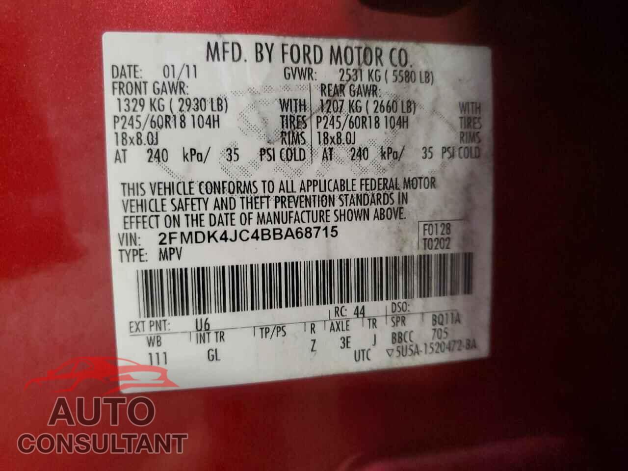 FORD EDGE 2011 - 2FMDK4JC4BBA68715