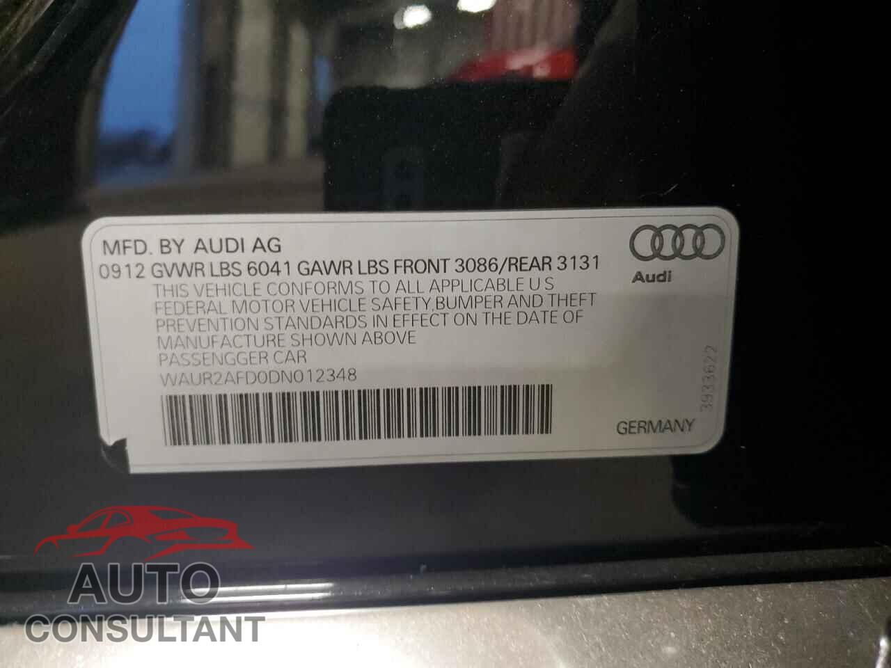 AUDI A8 2013 - WAUR2AFD0DN012348