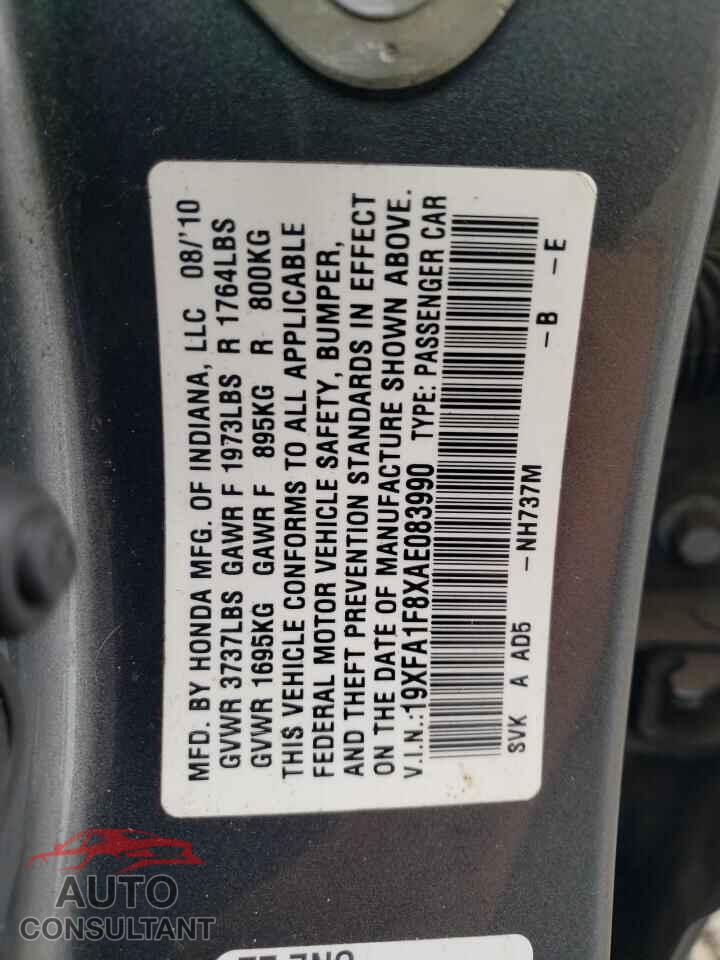 HONDA CIVIC 2010 - 19XFA1F8XAE083990