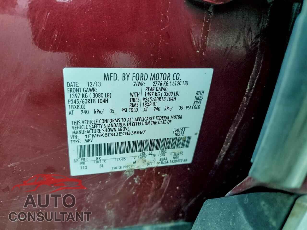 FORD EXPLORER 2014 - 1FM5K8D83EGB36597