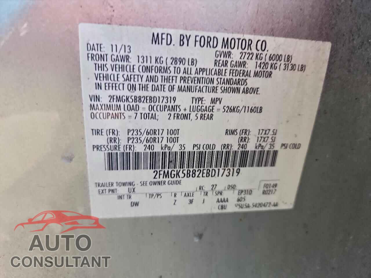 FORD FLEX 2014 - 2FMGK5B82EBD17319