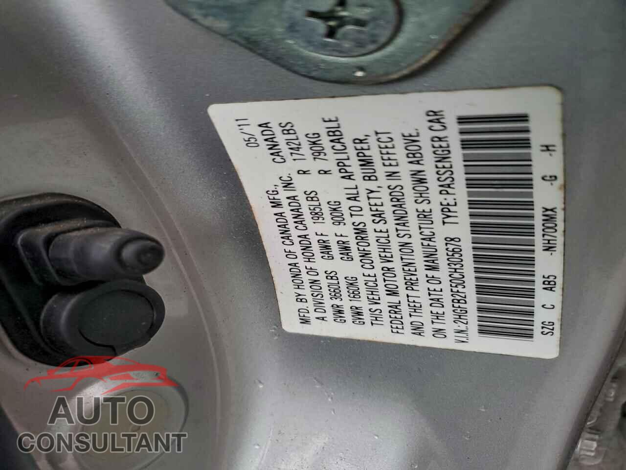 HONDA CIVIC 2012 - 2HGFB2F50CH305678