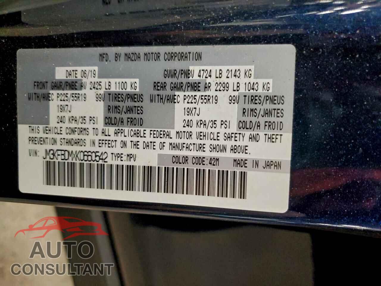 MAZDA CX-5 2019 - JM3KFBDMXK0660542