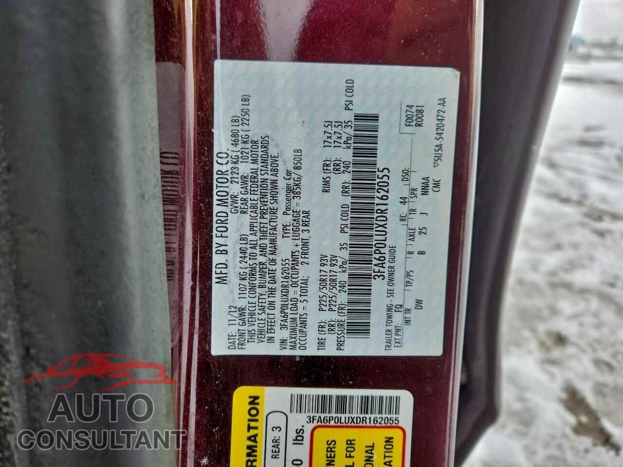 FORD FUSION 2013 - 3FA6P0LUXDR162055