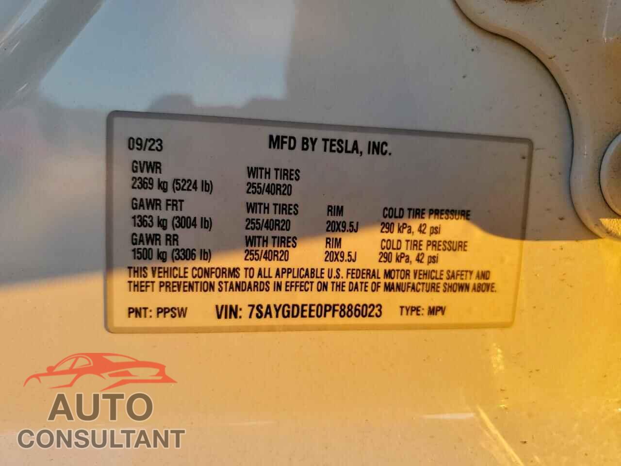TESLA MODEL Y 2023 - 7SAYGDEE0PF886023