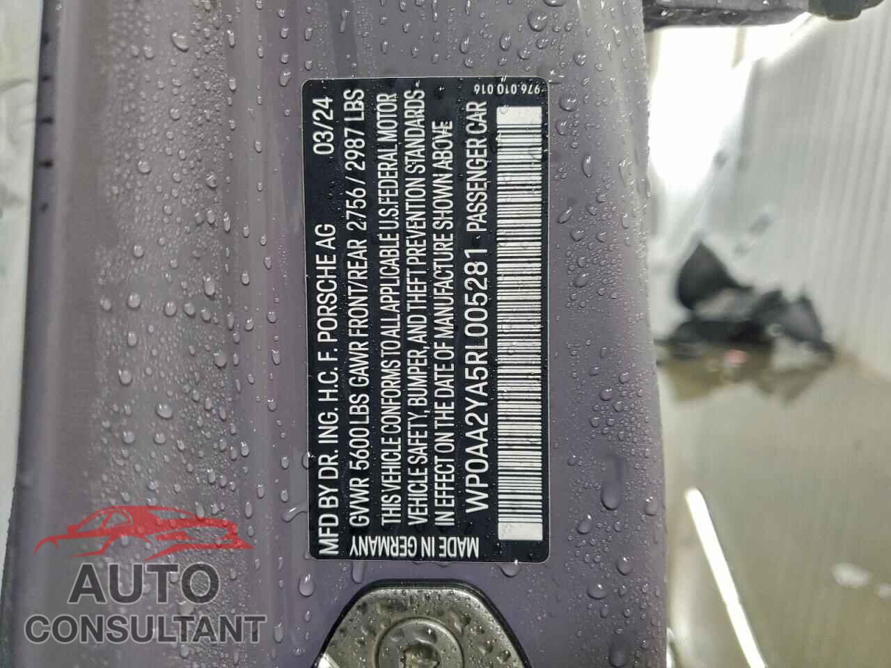 PORSCHE PANAMERA 2024 - WP0AA2YA5RL005281