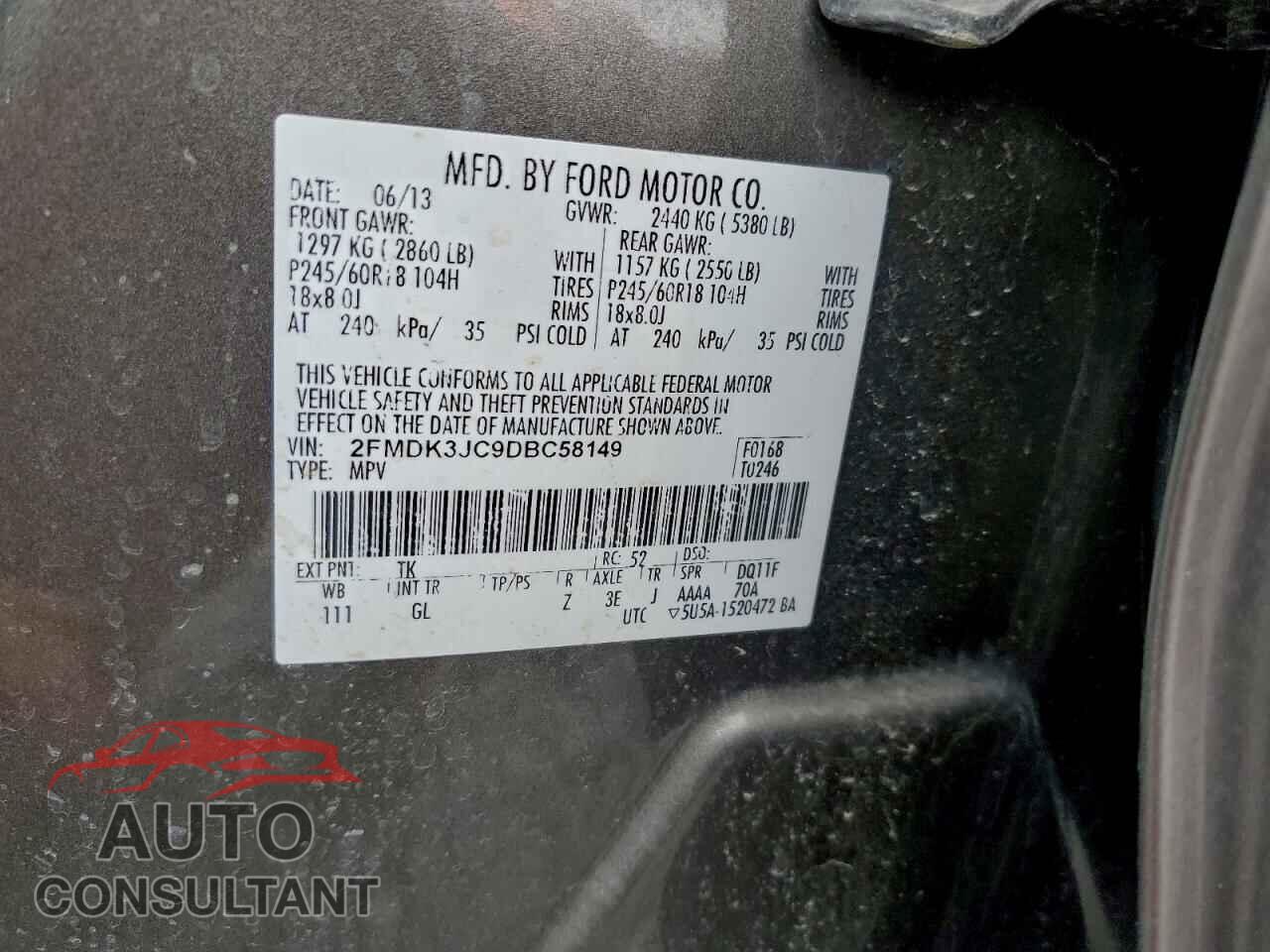 FORD EDGE 2013 - 2FMDK3JC9DBC58149