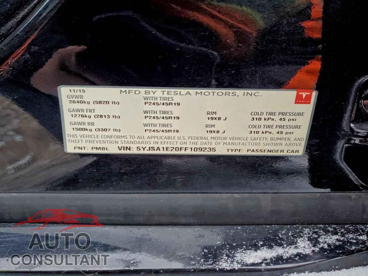 TESLA MODEL S 2015 - 5YJSA1E20FF109235