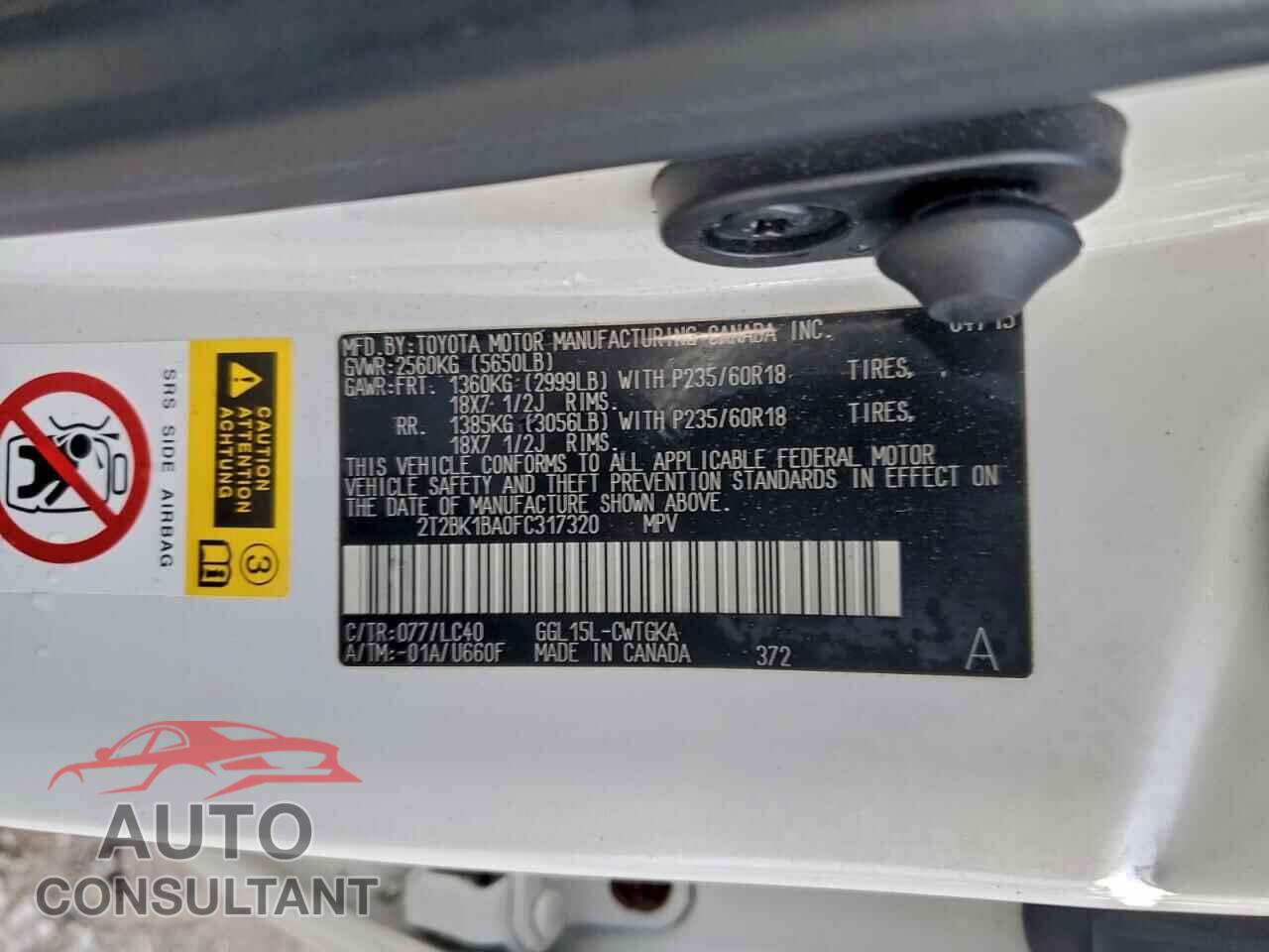 LEXUS RX350 2015 - 2T2BK1BA0FC317320