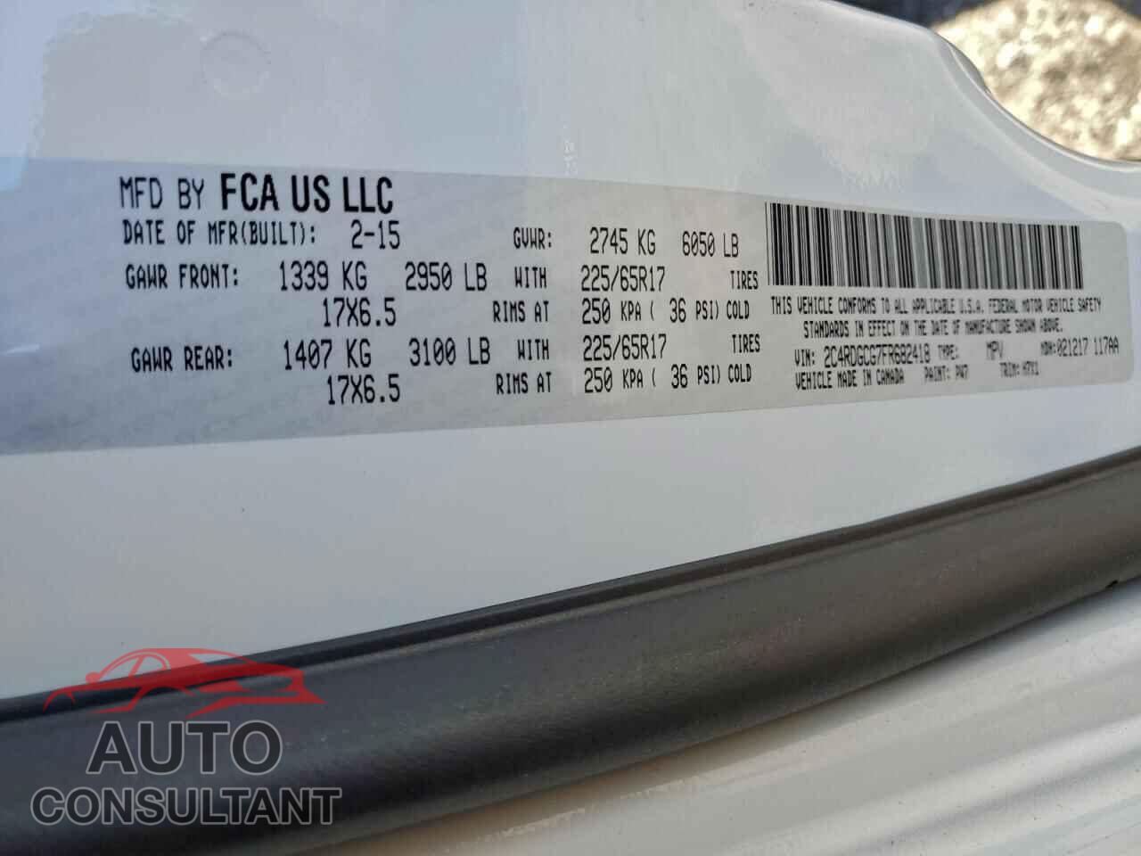 DODGE CARAVAN 2015 - 2C4RDGCG7FR682418