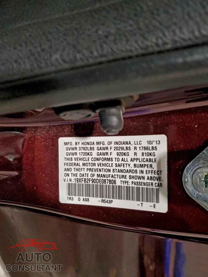 HONDA CIVIC 2013 - 19XFB2F90DE087806