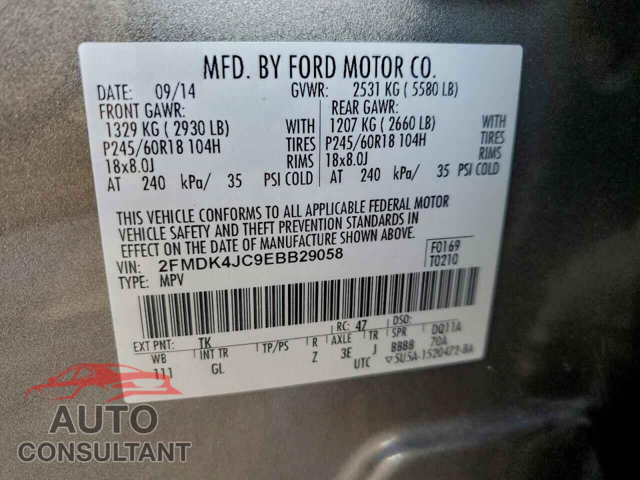 FORD EDGE 2014 - 2FMDK4JC9EBB29058