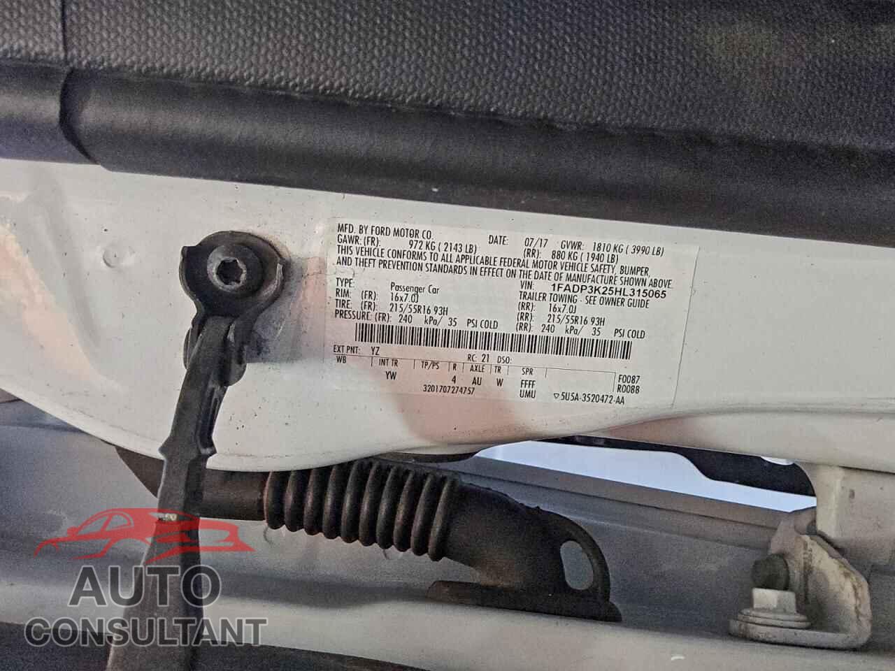 FORD FOCUS 2017 - 1FADP3K25HL315065