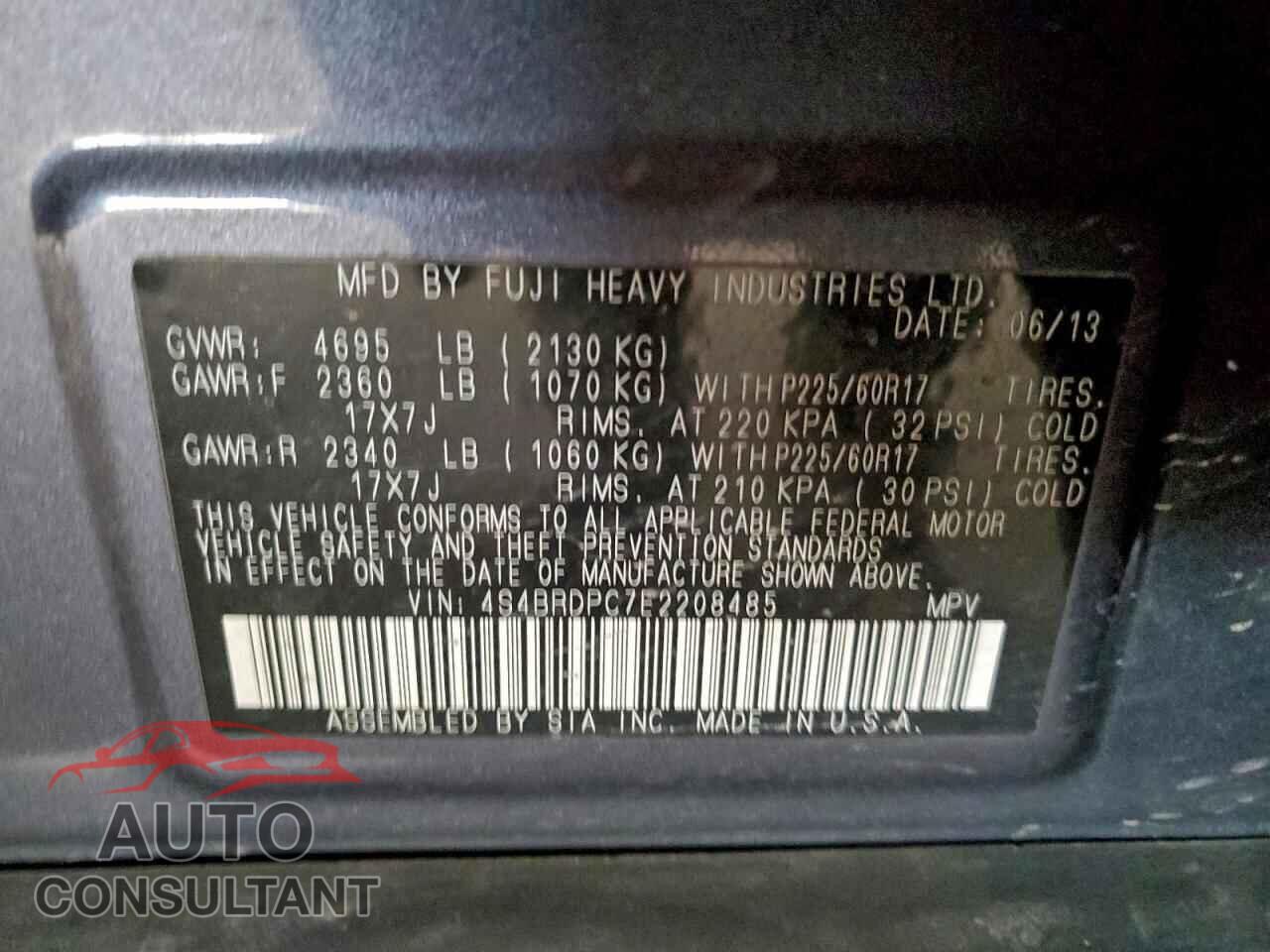 SUBARU OUTBACK 2014 - 4S4BRDPC7E2208485