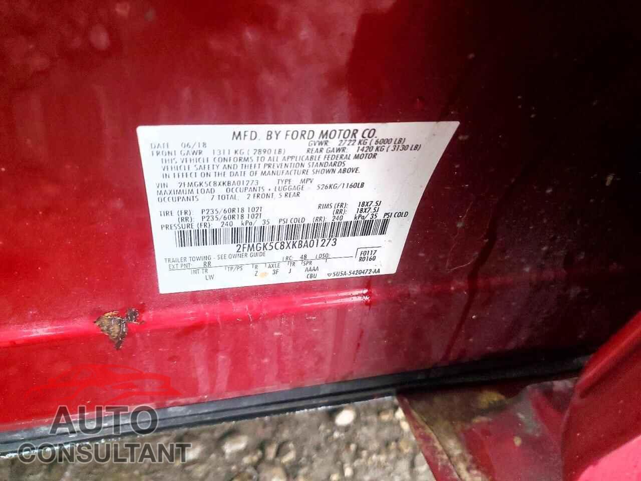 FORD FLEX 2019 - 2FMGK5C8XKBA01273