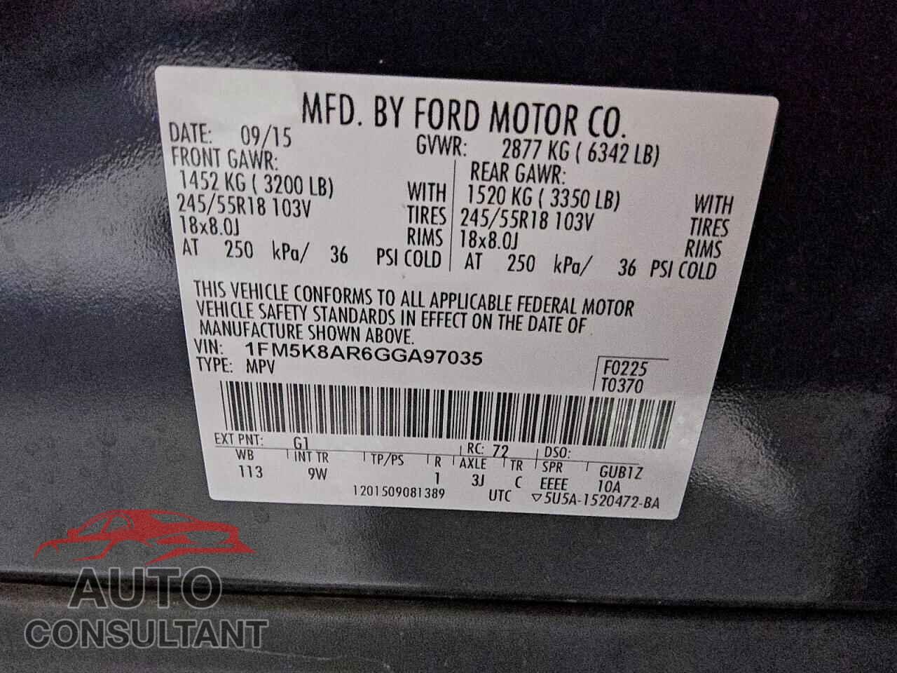 FORD EXPLORER 2016 - 1FM5K8AR6GGA97035