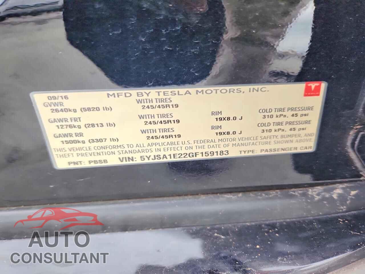 TESLA MODEL S 2016 - 5YJSA1E22GF159183