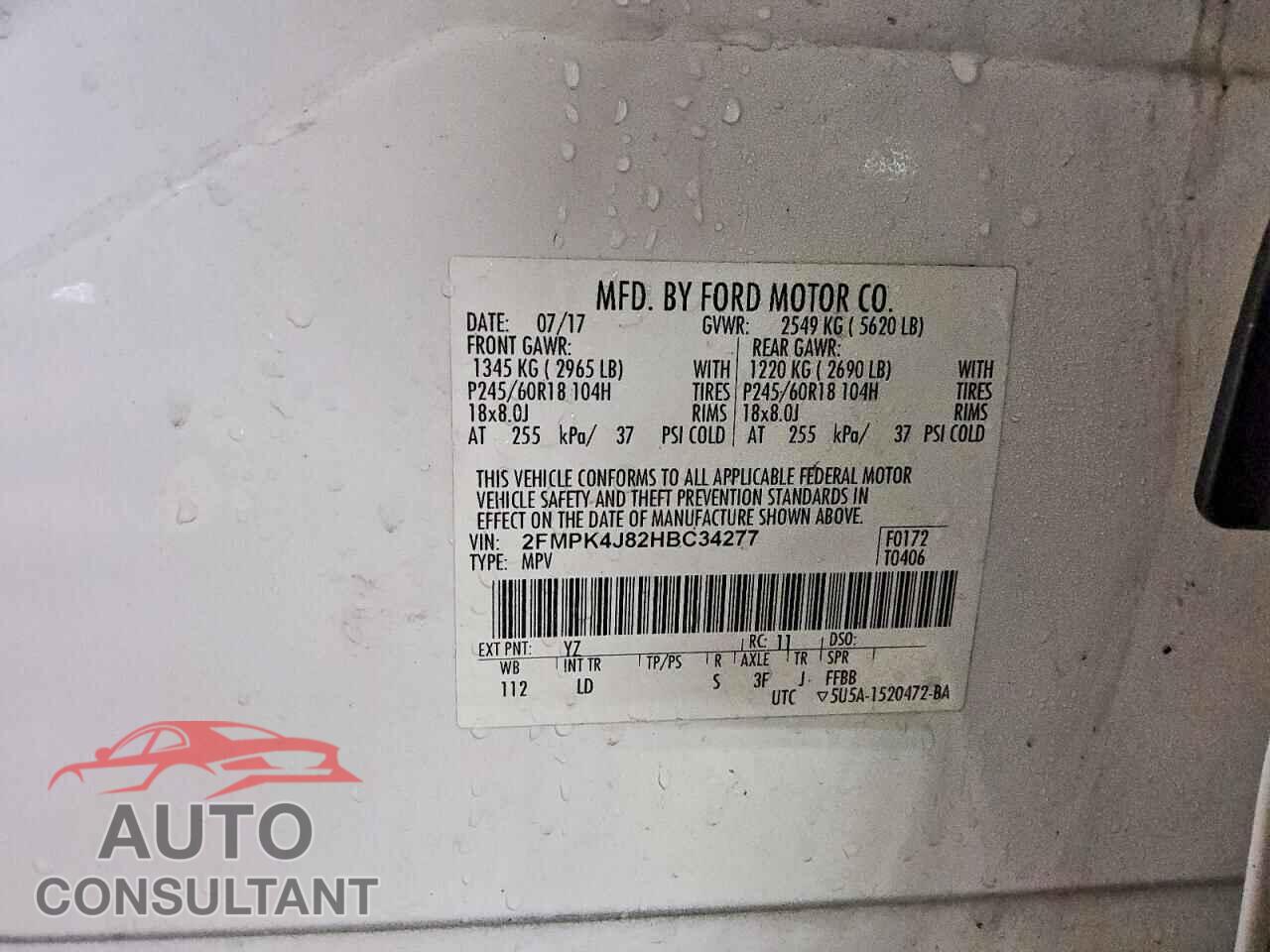 FORD EDGE 2017 - 2FMPK4J82HBC34277
