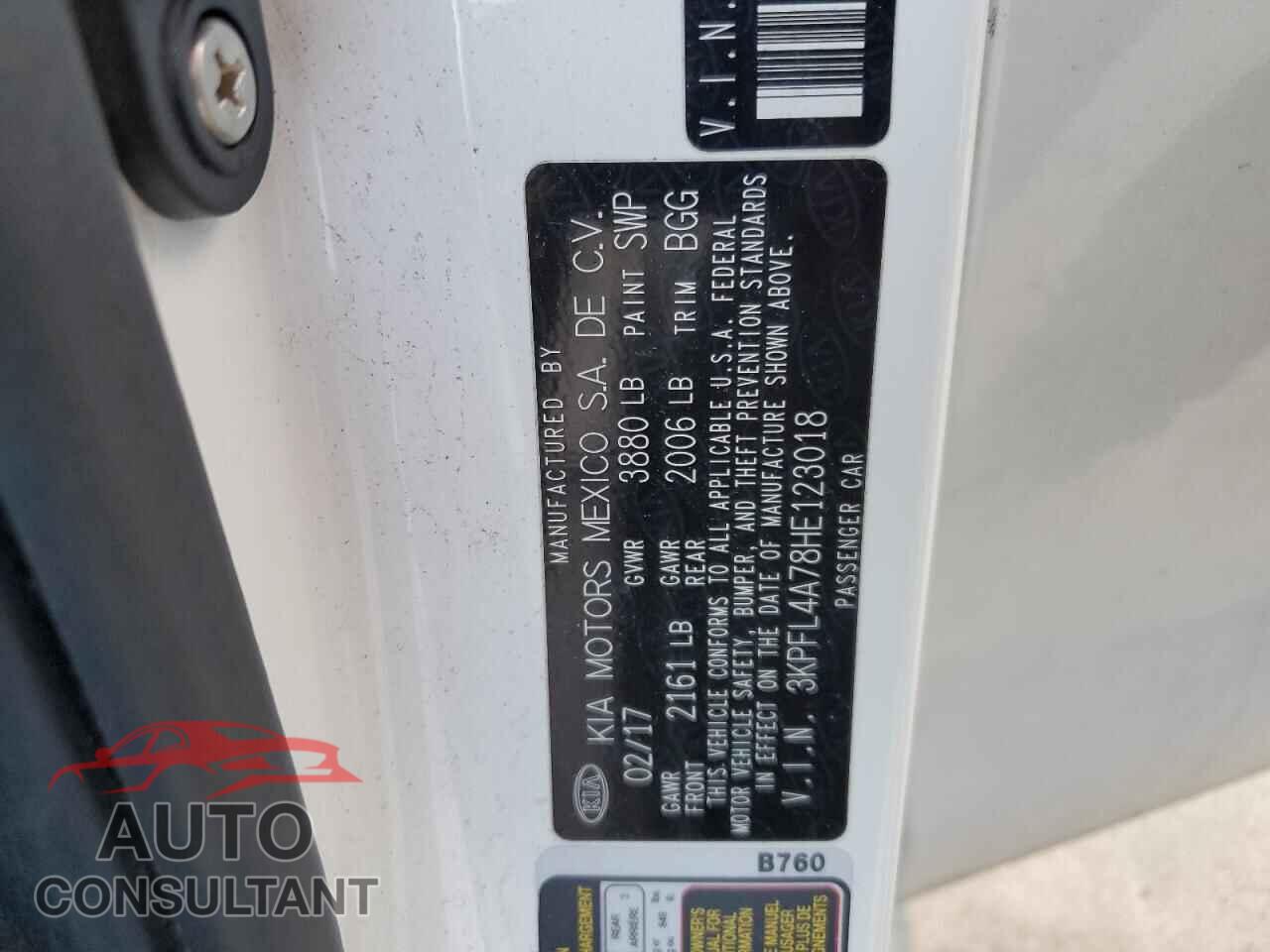 KIA FORTE 2017 - 3KPFL4A78HE123018
