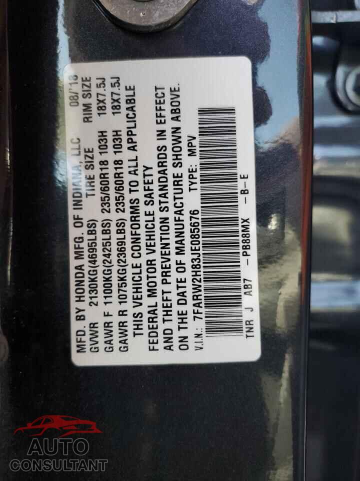 HONDA CRV 2018 - 7FARW2H83JE085676