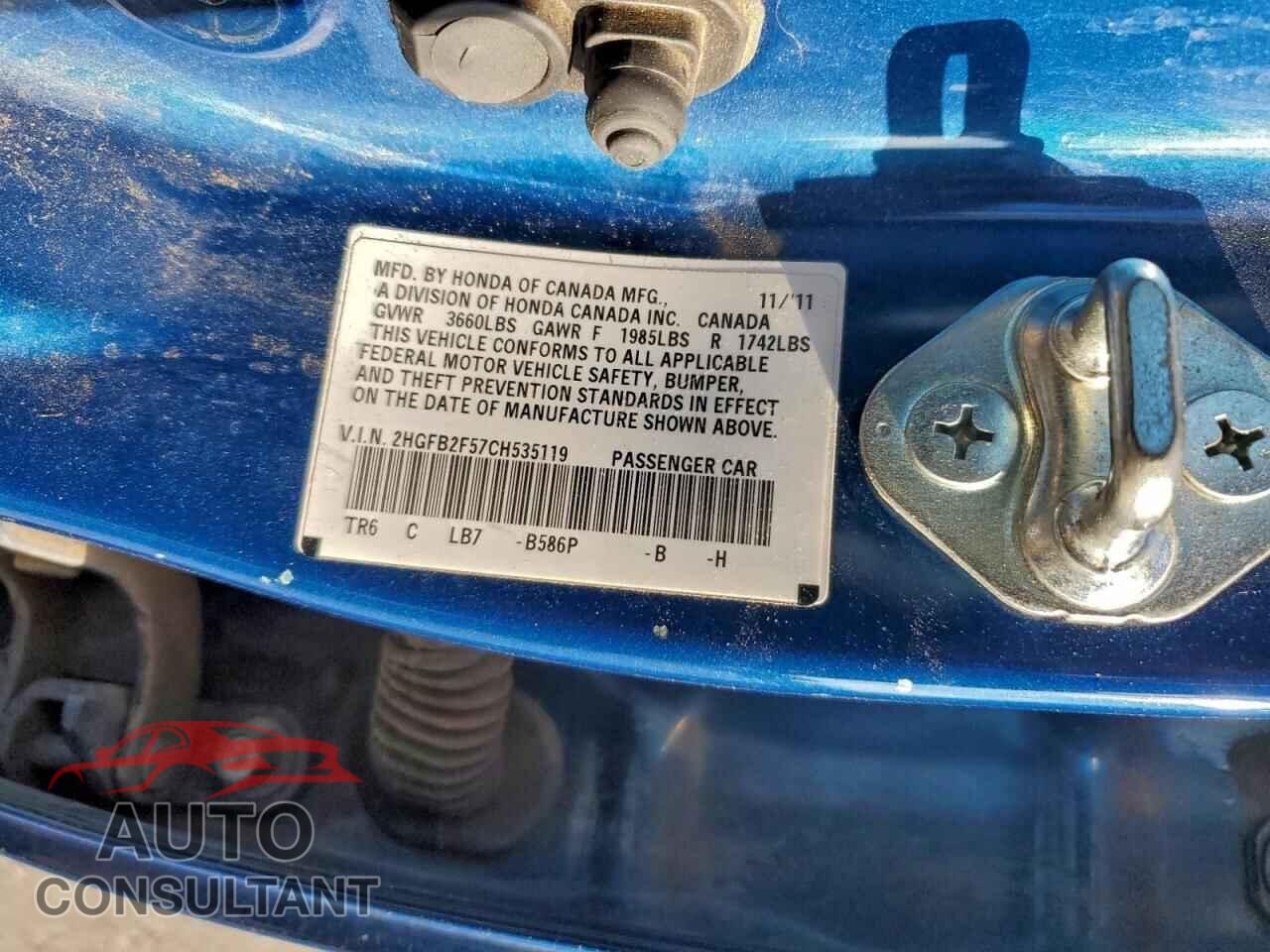 HONDA CIVIC 2012 - 2HGFB2F57CH535119