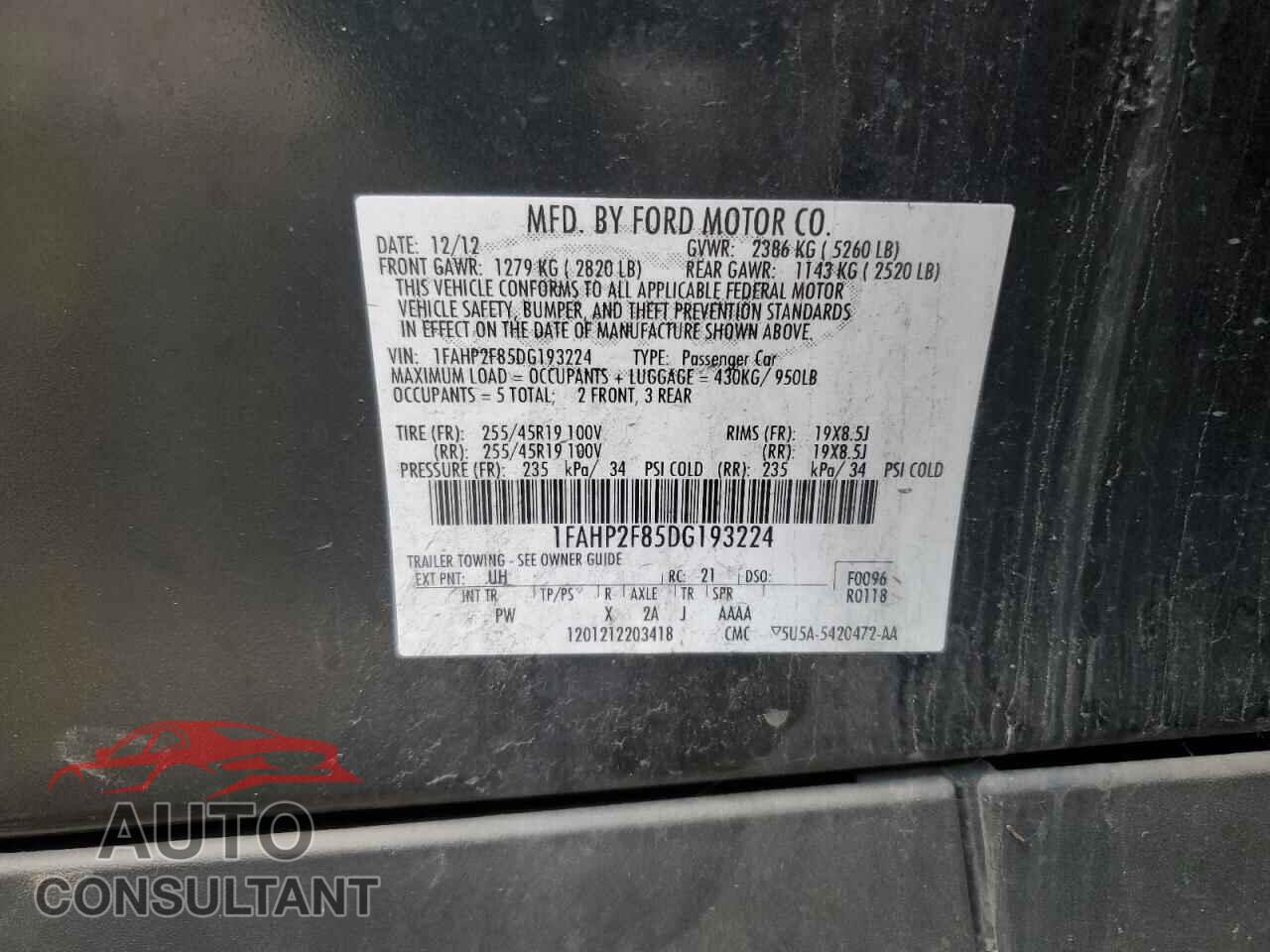 FORD TAURUS 2013 - 1FAHP2F85DG193224