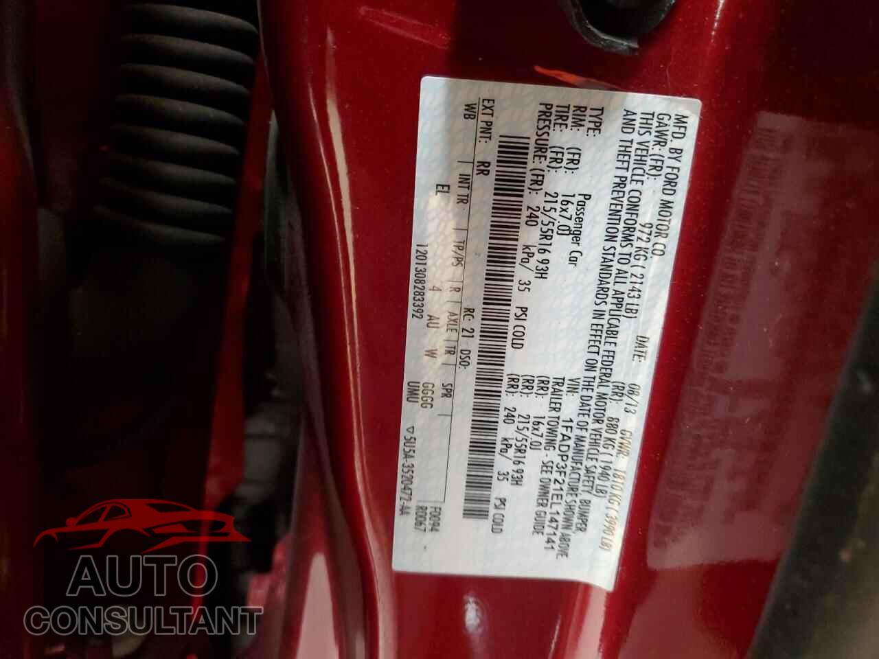 FORD FOCUS 2014 - 1FADP3F21EL147141
