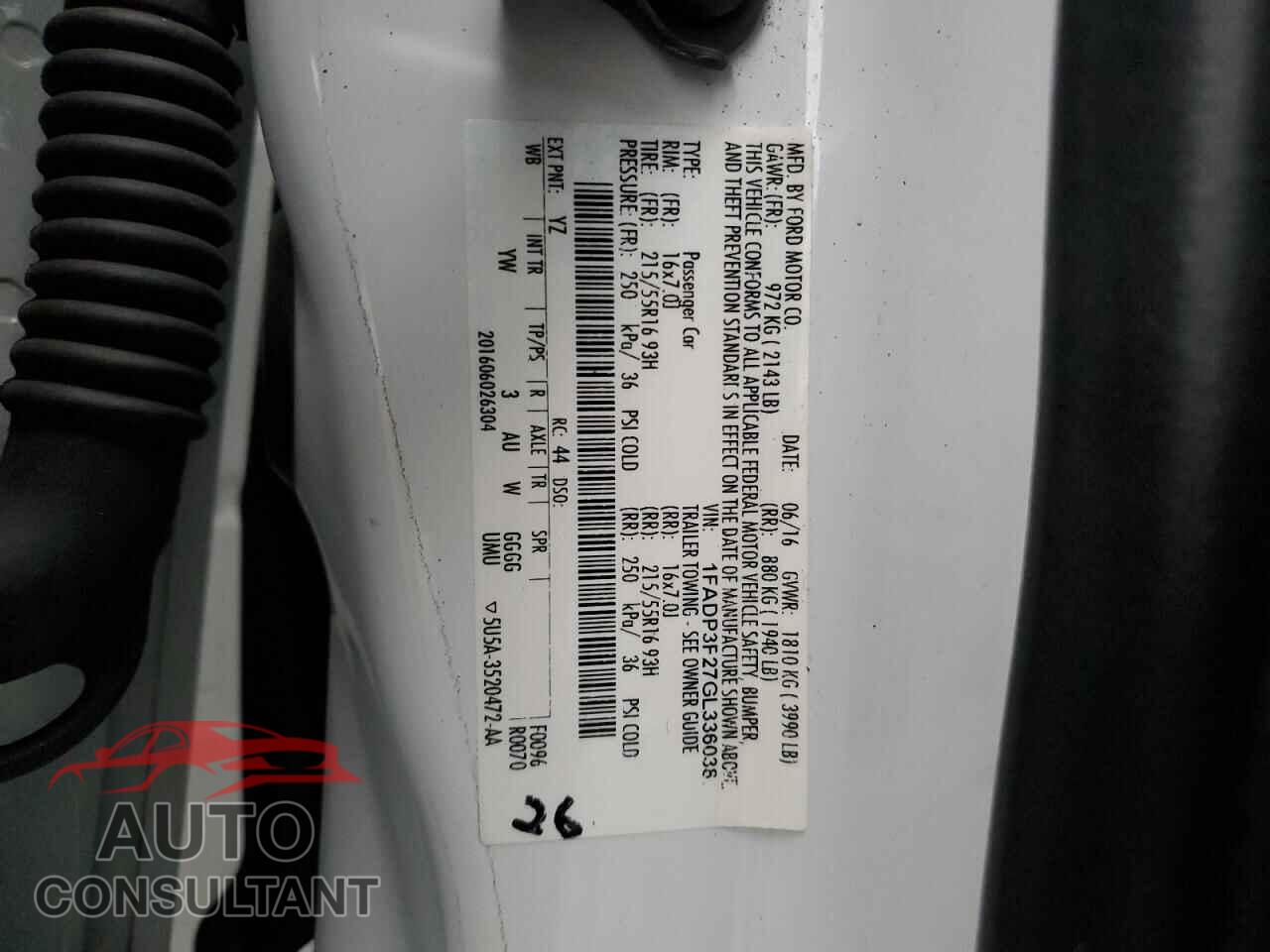 FORD FOCUS 2016 - 1FADP3F27GL336038