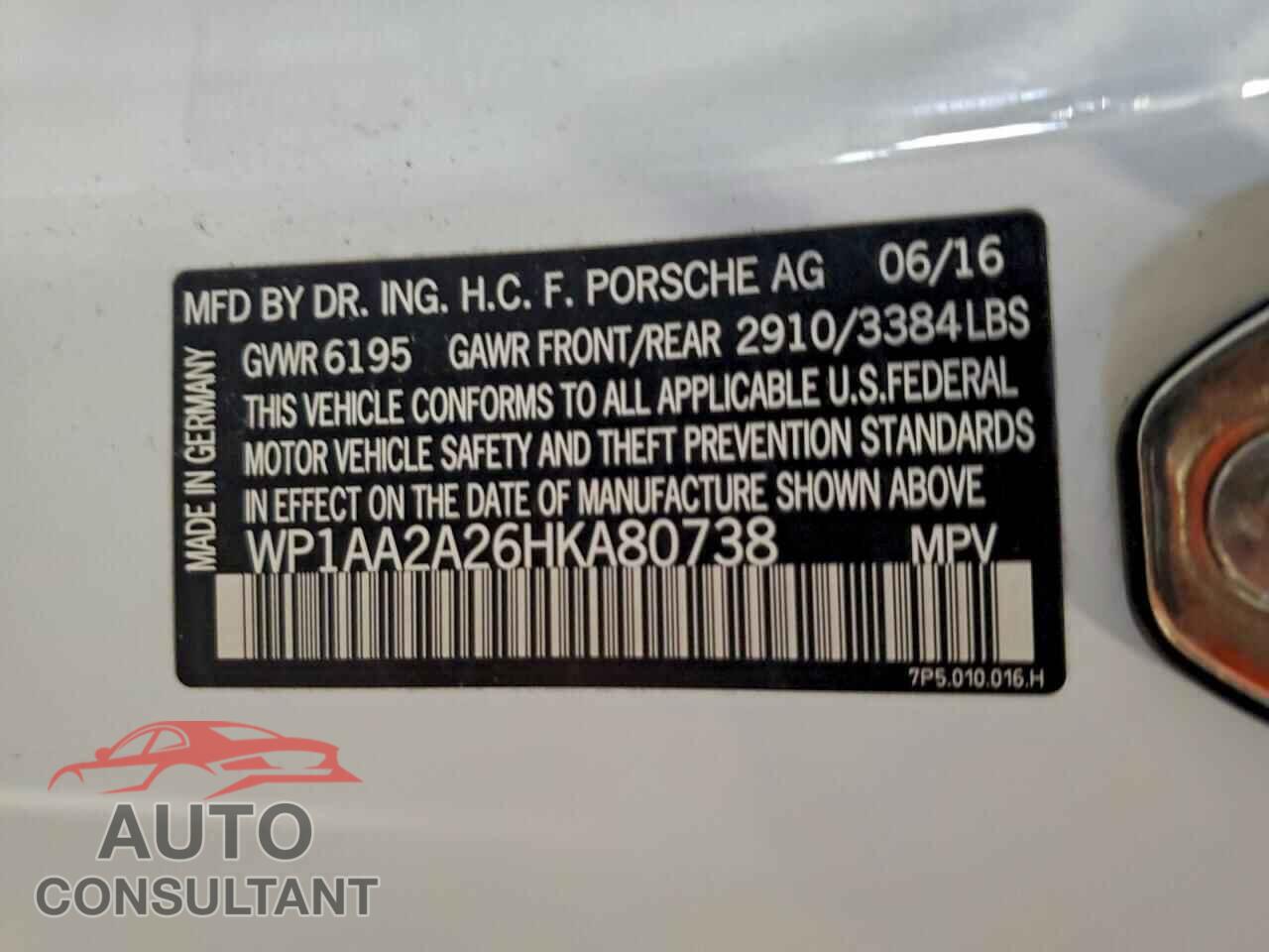 PORSCHE CAYENNE 2017 - WP1AA2A26HKA80738