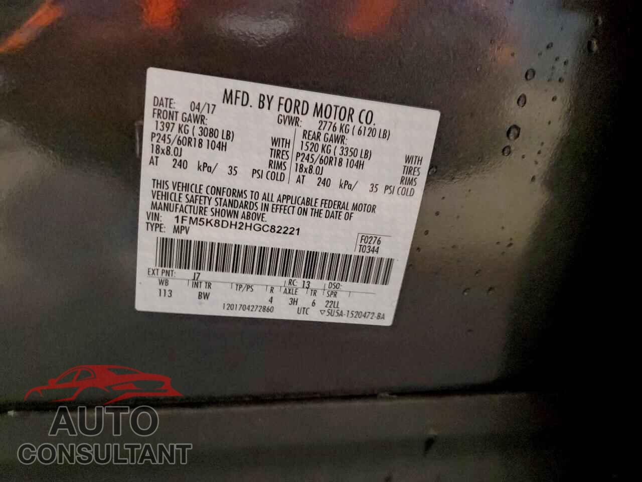 FORD EXPLORER 2017 - 1FM5K8DH2HGC82221