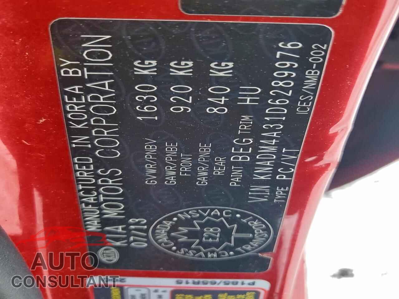 KIA RIO 2013 - KNADM4A31D6289976
