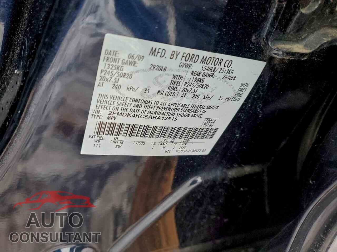 FORD EDGE 2010 - 2FMDK4KC6ABA12515