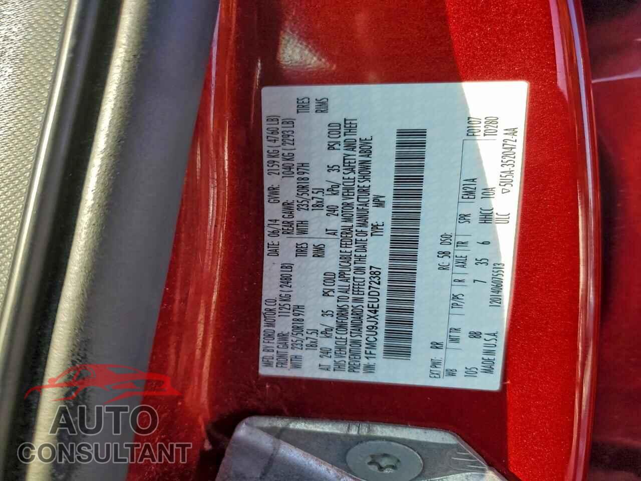 FORD ESCAPE 2014 - 1FMCU9JX4EUD72387