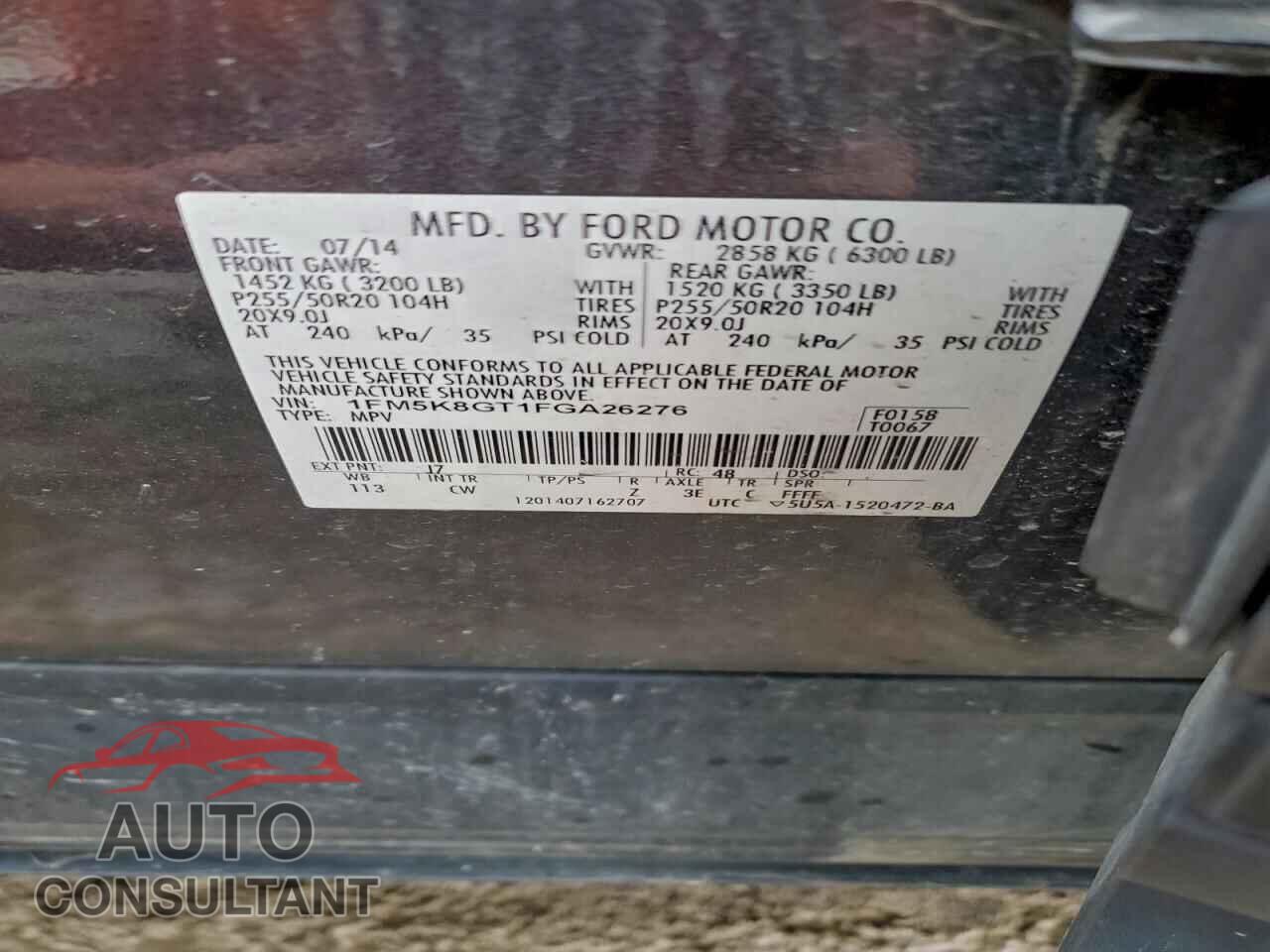 FORD EXPLORER 2015 - 1FM5K8GT1FGA26276