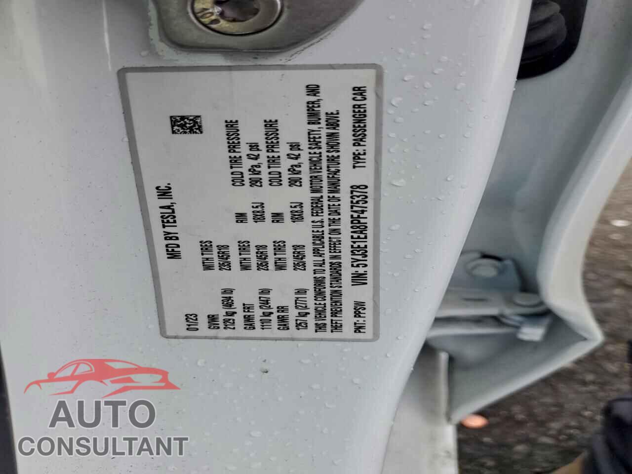 TESLA MODEL 3 2023 - 5YJ3E1EA8PF475378