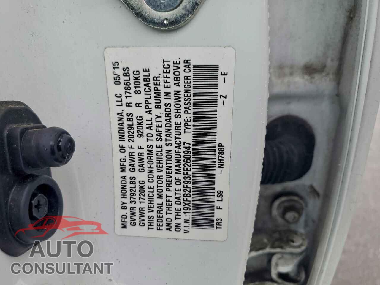HONDA CIVIC 2015 - 19XFB2F93FE260947