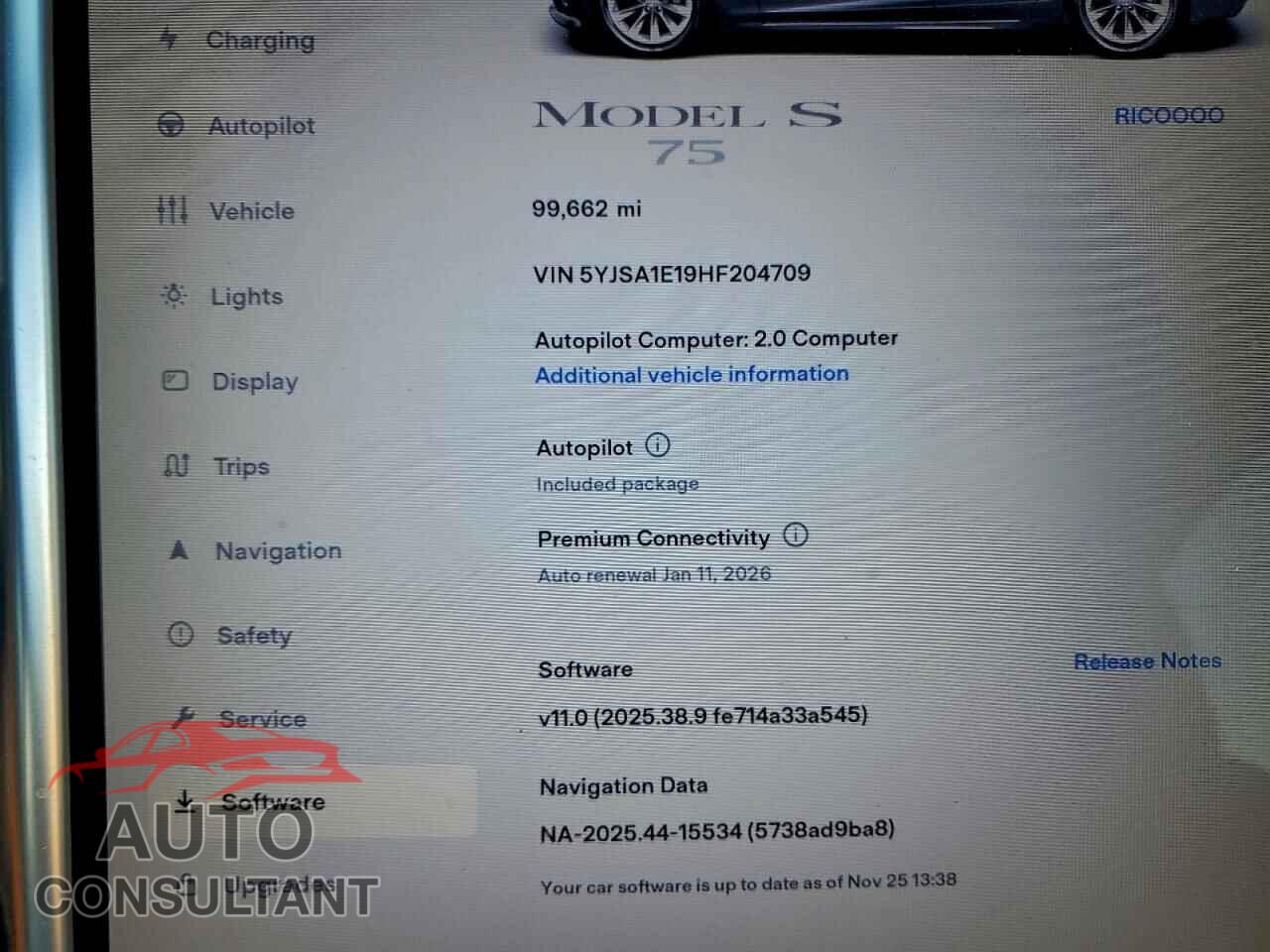 TESLA MODEL S 2017 - 5YJSA1E19HF204709
